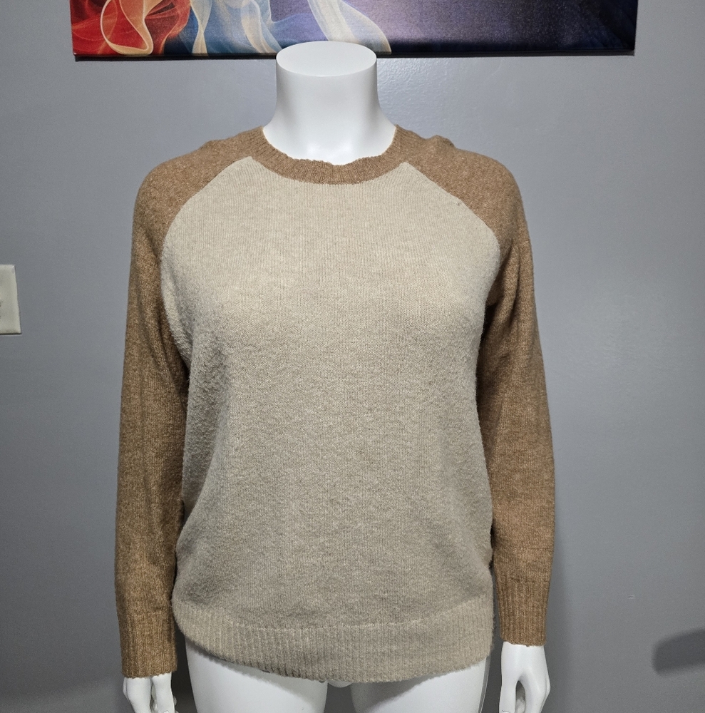 Two-Tone Beige and Brown Sweater